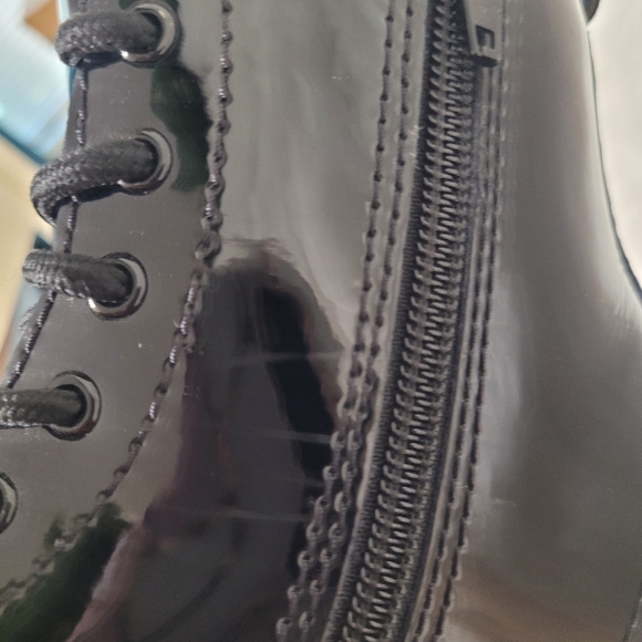 Doc Martens Glossy Black Lace Up Boots - Picture 9 of 11